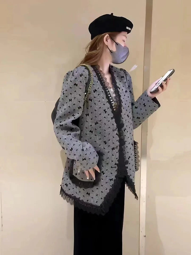 （念念专属）蕾丝短外套西服时尚重工蝴蝶碎花