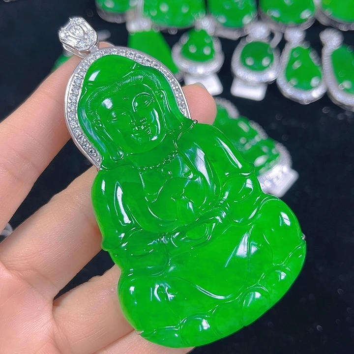 翡翠银S925镶嵌吊坠(不含链)