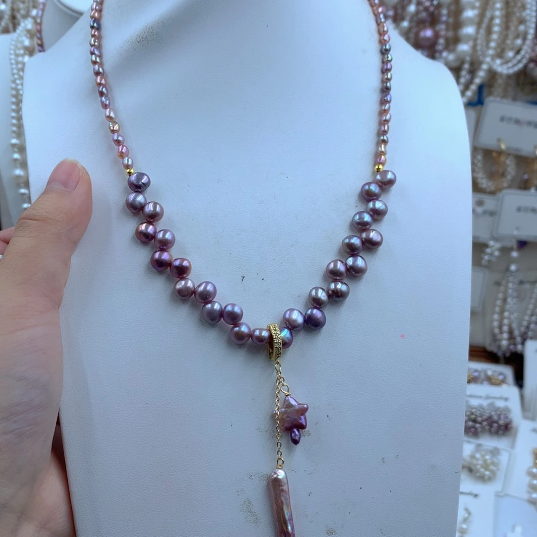 颈饰合金淡水珍珠