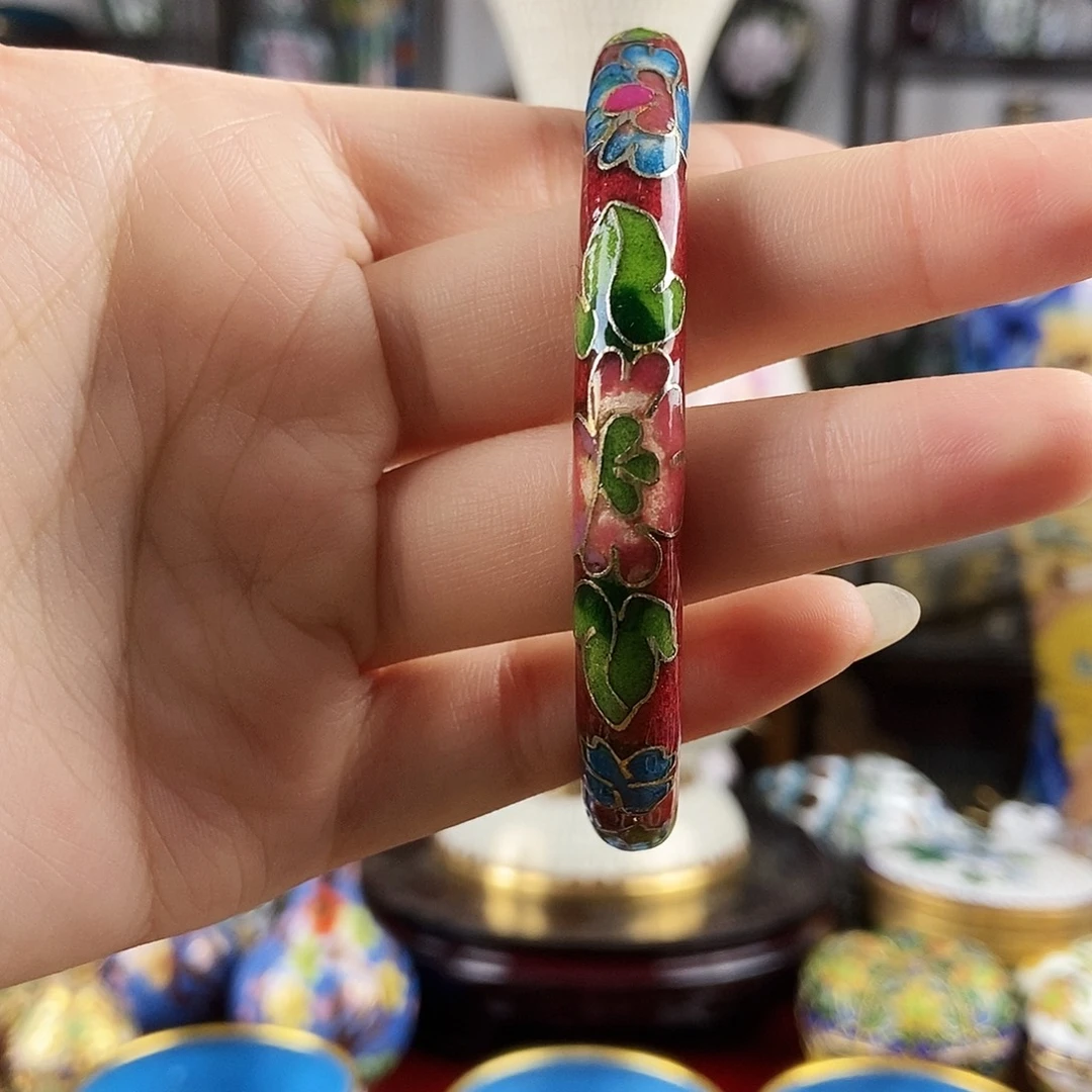 艳***铜砖红色老银蓝闭口镯