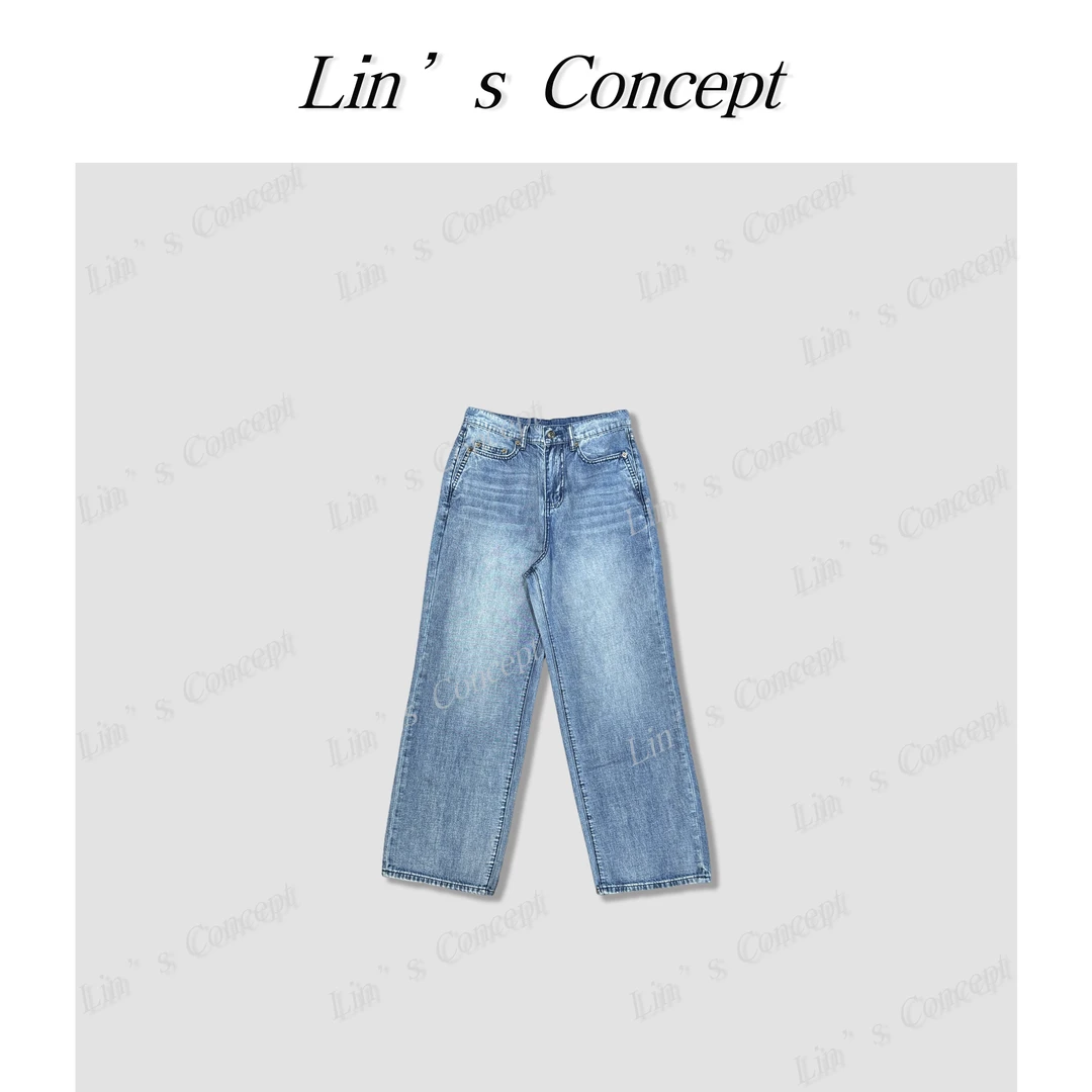 【Lin's concept】极简SL高腰直筒水洗牛仔裤DL2404757