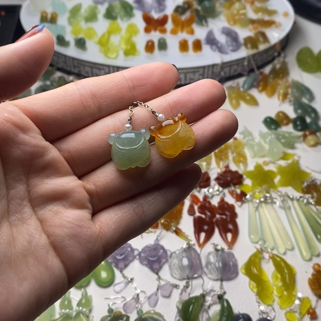 蛇纹石玉合金耳饰/颈饰