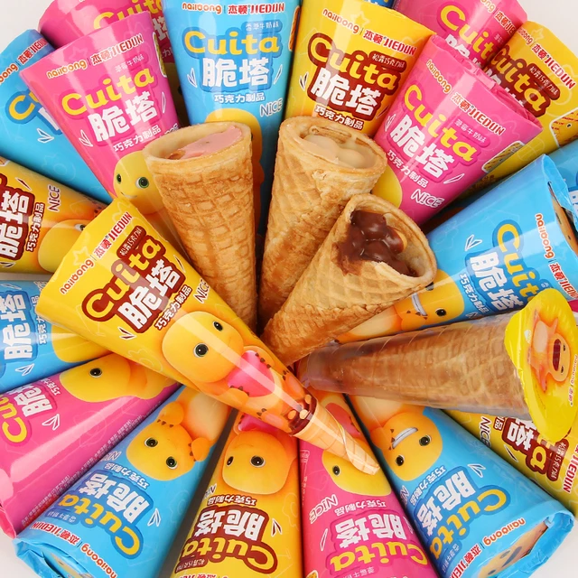 圣诞奶龙脆塔杰顿脆脆筒草莓牛奶巧克力饼干休闲零食（代可可脂）