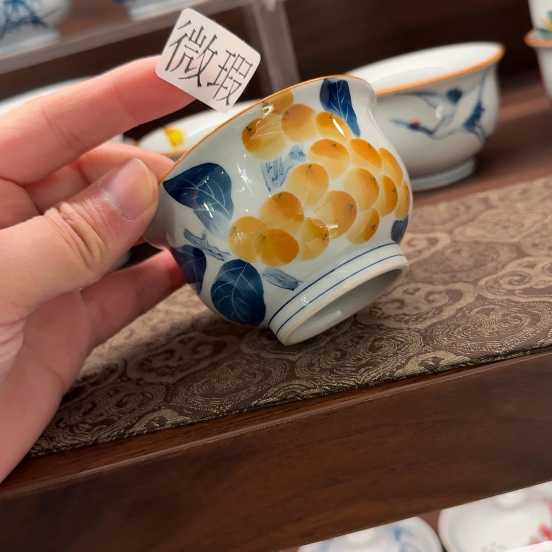 釉下手绘茶具微瑕