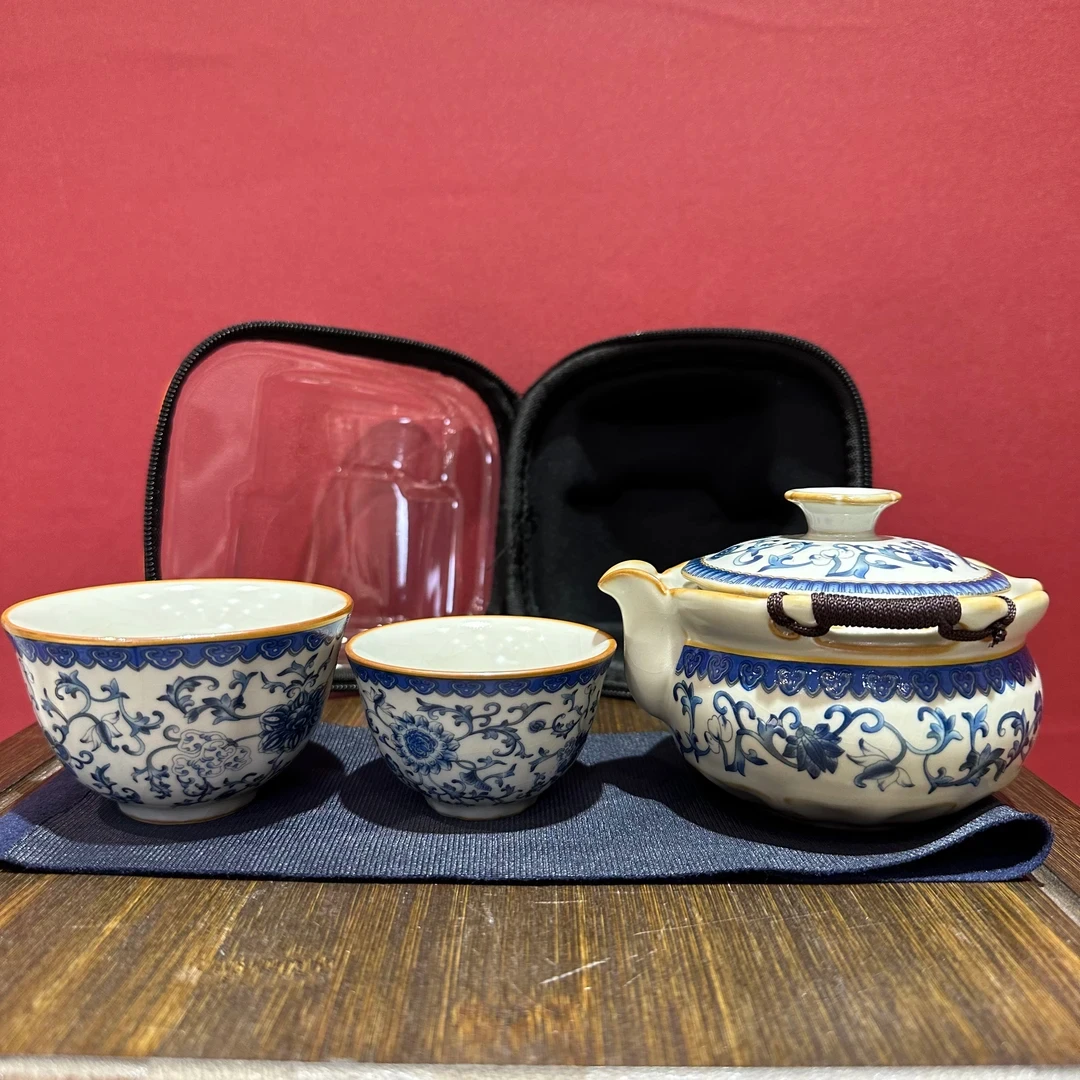 AA109景德镇古汝缠枝莲绑绳宝瓶户外旅行茶具D