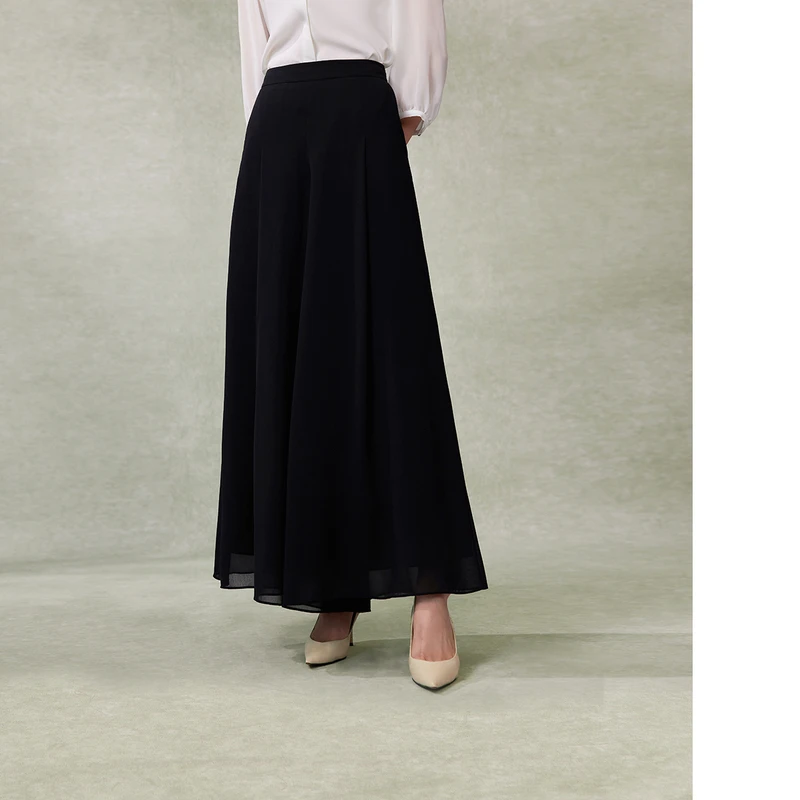 【晨粉专享价】【新中式阔腿裤】BBLLUUEE/粉蓝衣橱春夏飘逸薄纱黑