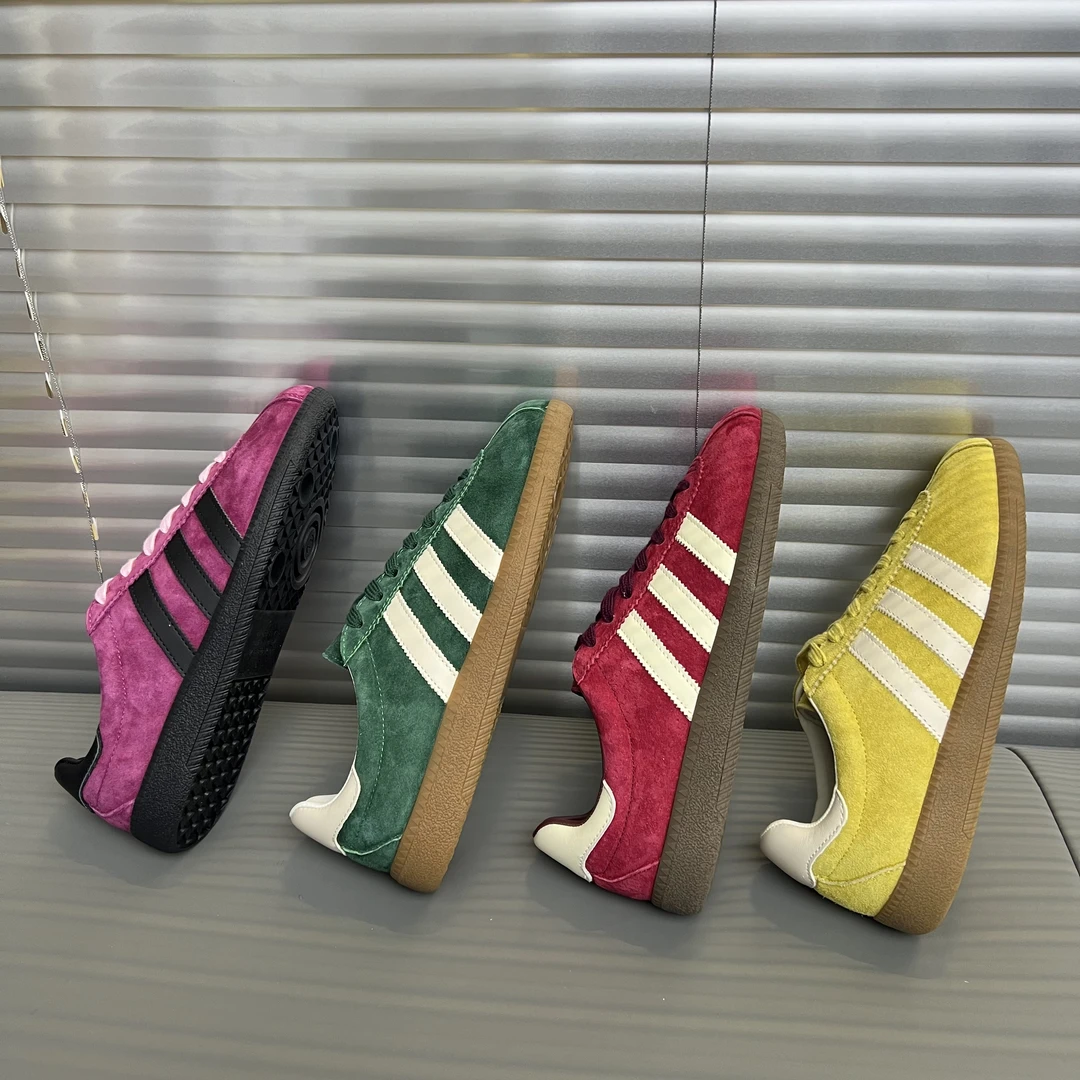 外贸原单真皮复古德训鞋女休闲三条杠平底鞋运动阿甘鞋女单鞋