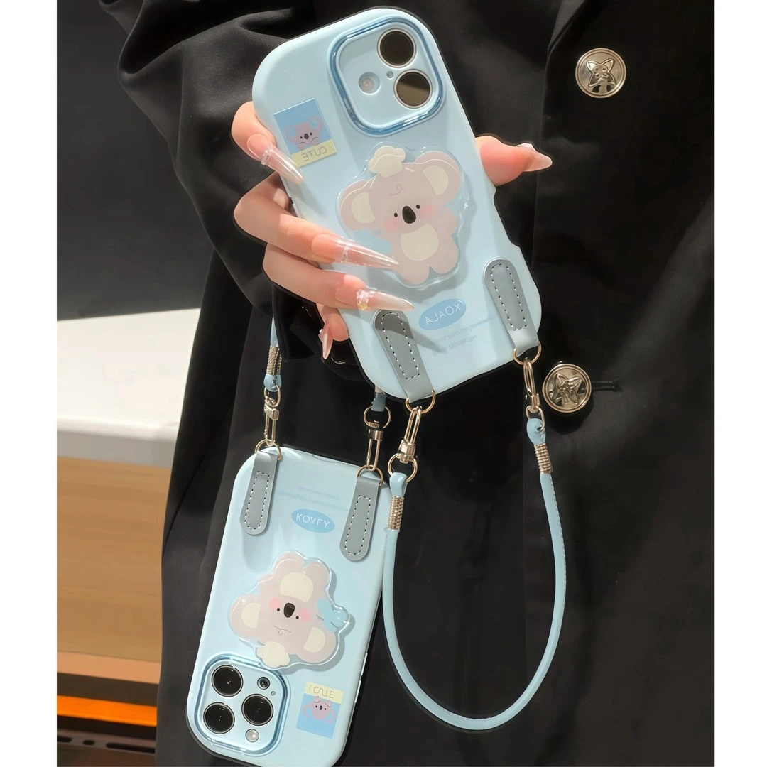 适用考拉支架挂绳苹果16/17手机壳iPhone15小米14vivoppo华为p70