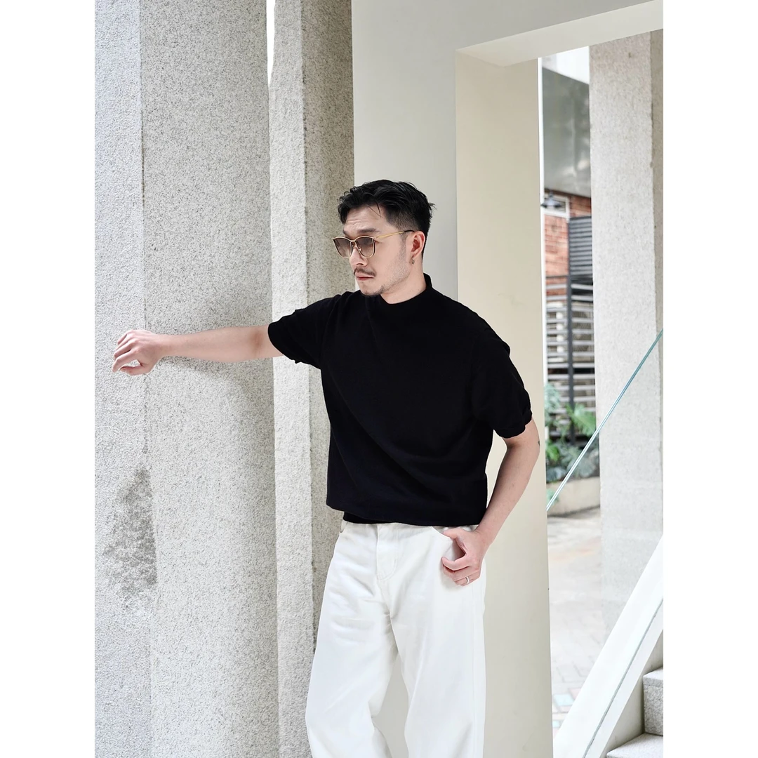 ootw-秋冬混纺澳绒细针针织打底衫内搭针织正肩半高领毛衣T恤