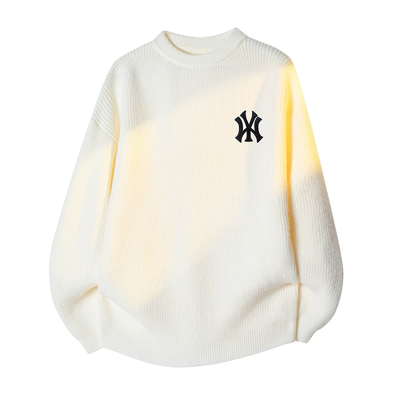 DeweLvum潮流简约百搭时尚宽松加厚保暖休闲圆领打底针织衫毛衣男