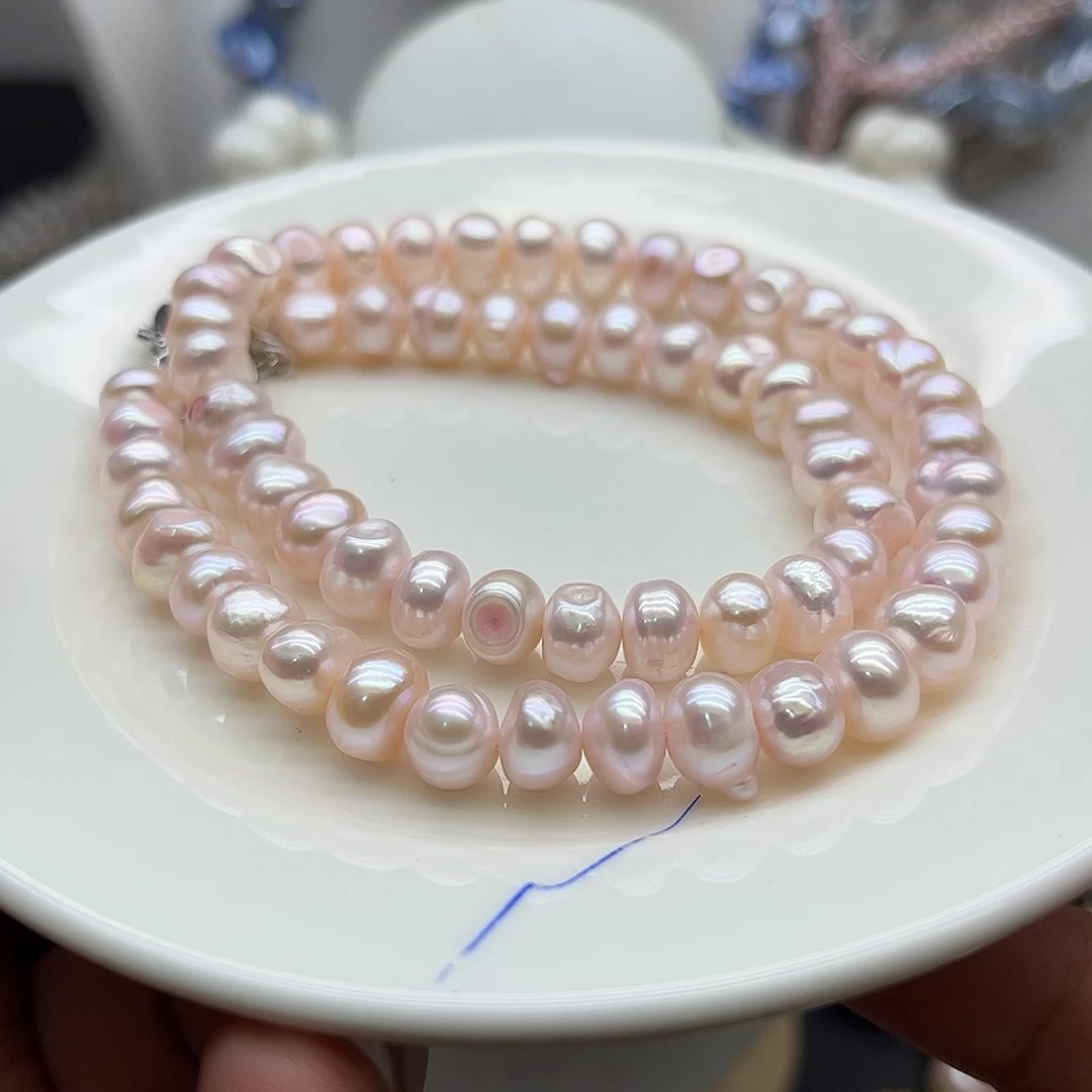 钛钢淡水珍珠项链