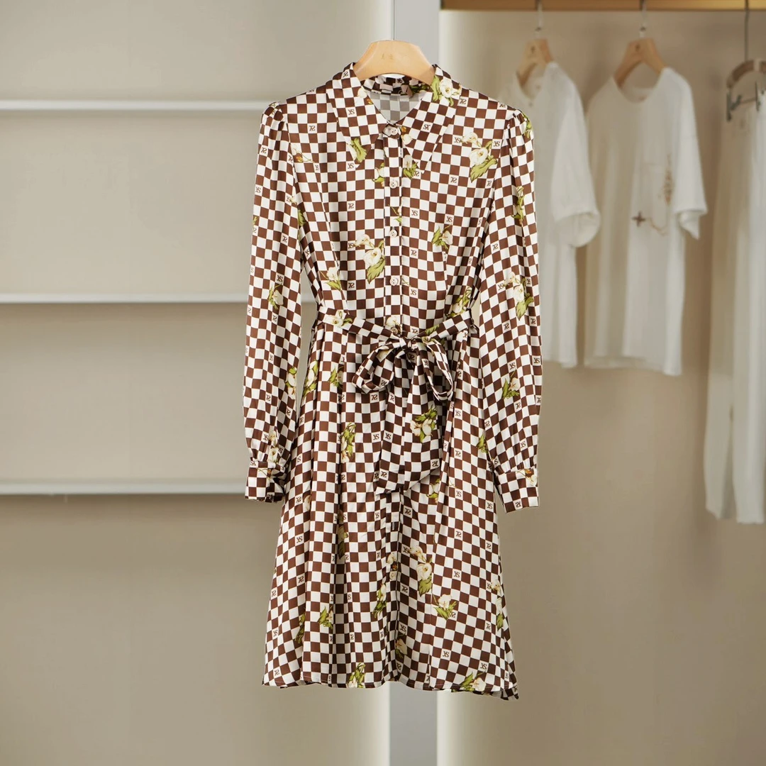 麦迪尚品【依X】5080365 气质收腰长袖连衣裙春季女装专柜撤柜