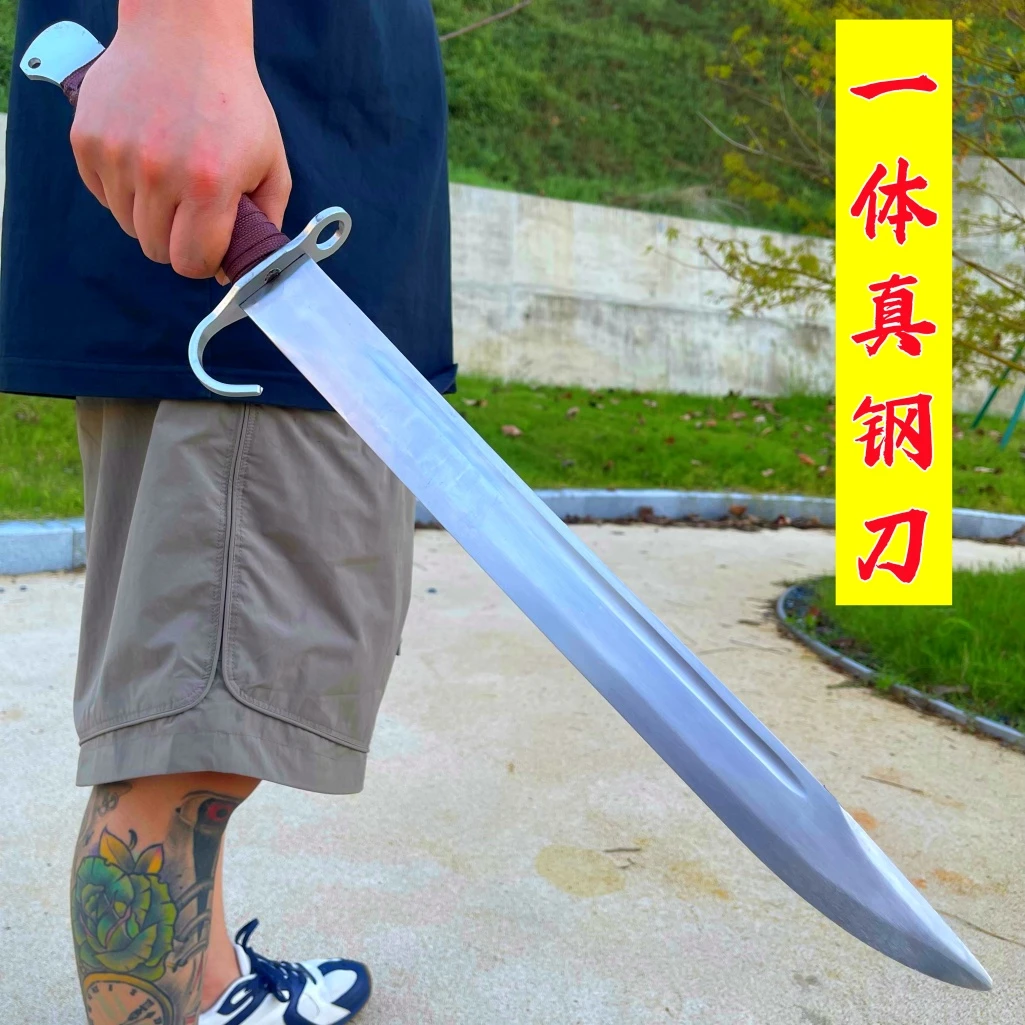 三八刺刃真钢户外车载防身一体短刀剑弹簧钢唐横刀野营武术未开刃