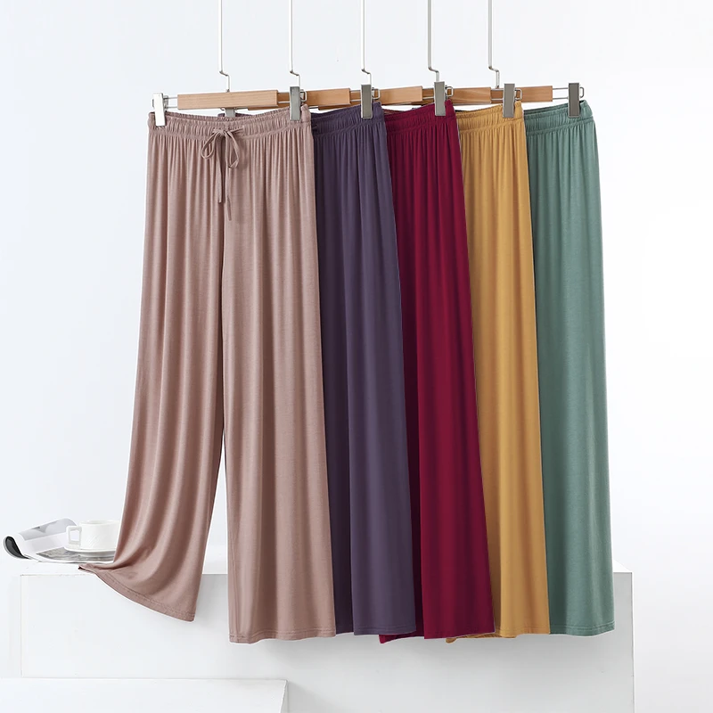高腰垂感莫代尔宽松大码显瘦阔腿裤女夏百搭长裤坠感休闲裤直筒裤