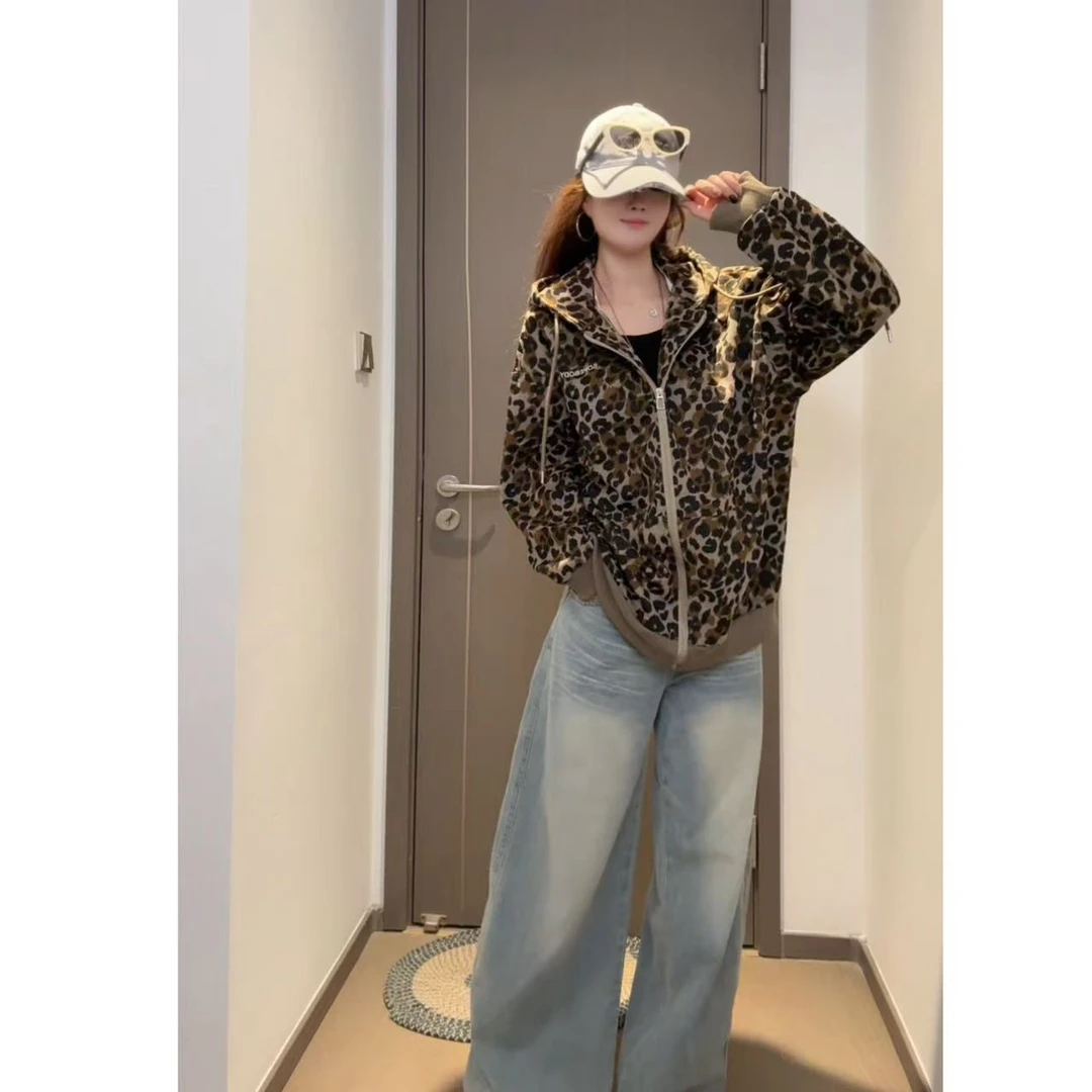 【古早风豹】早秋新款韩版气质休闲松弛慵懒时尚豹纹外套