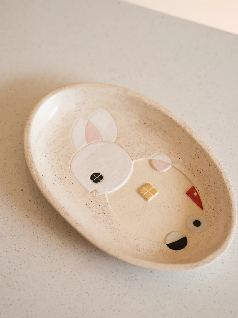 魔力鲜波 | 手捏小清新几何兔子小车椭圆盘