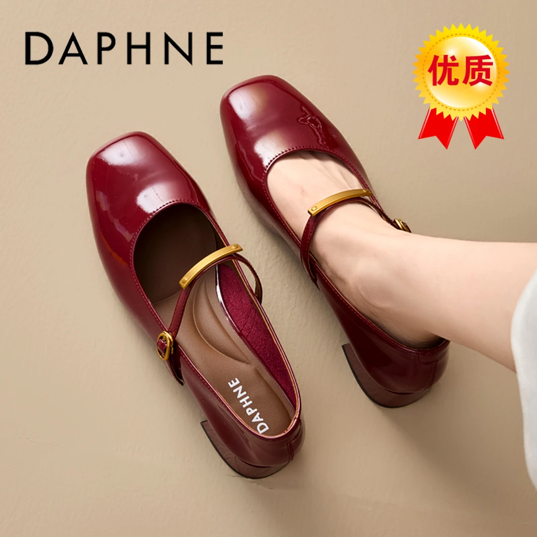 达芙妮玛丽珍百搭小皮鞋女2025秋季爆款法式小香风一字带软底单鞋
