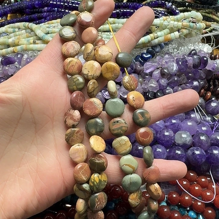 玛瑙/玉髓未镶嵌珠宝半成品一条12mm毕加索