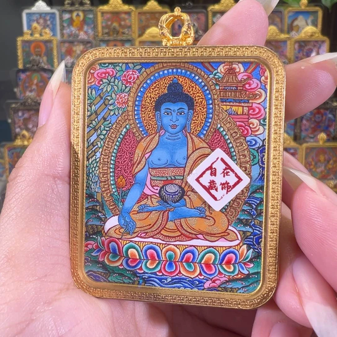 吊坠药师热贡纯手绘唐卡