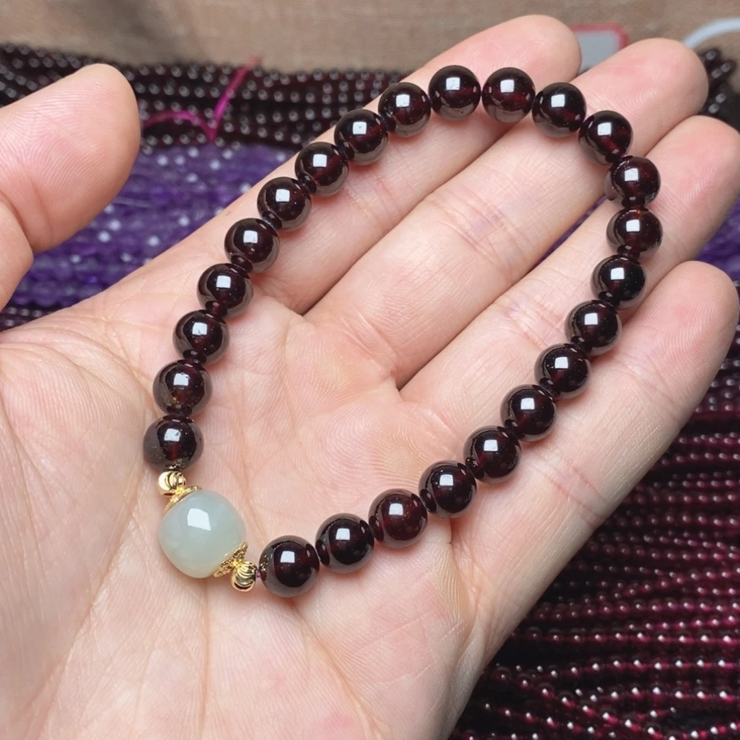 手链石榴石未镶嵌卡8酒红