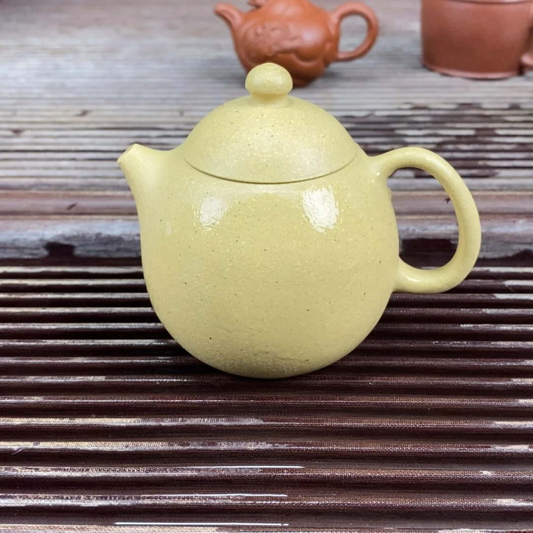 茶壶紫砂宜兴原矿紫砂壶本山绿全手龙蛋180c