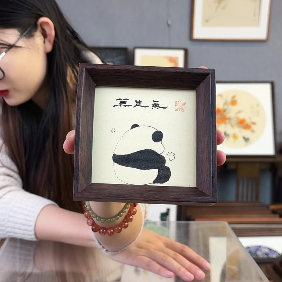 书法纯手绘，纯手写带框尺寸：12×12厘米