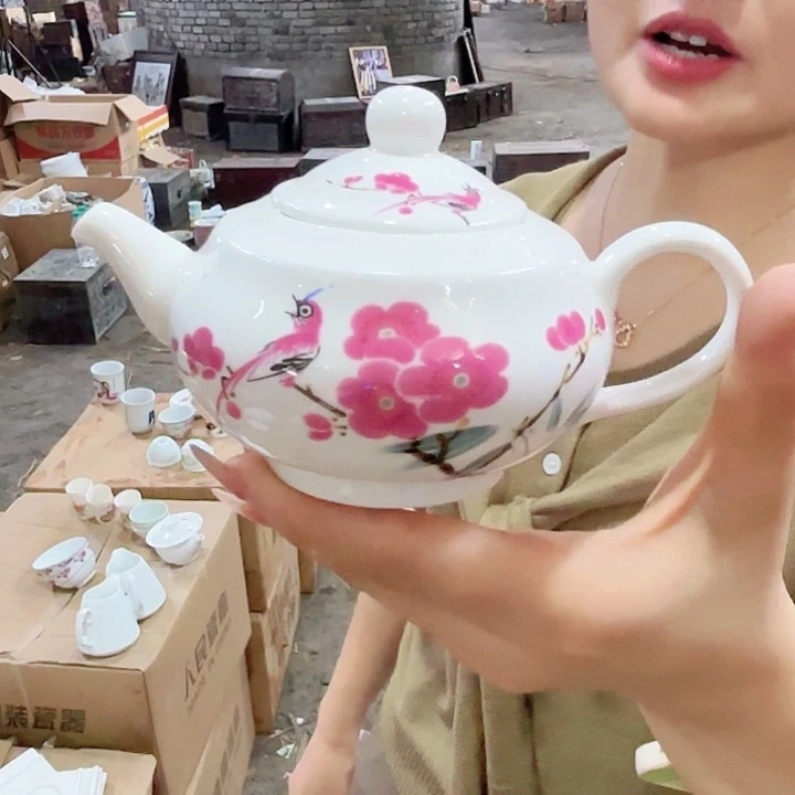 摆件景德镇高温陶瓷手把壶