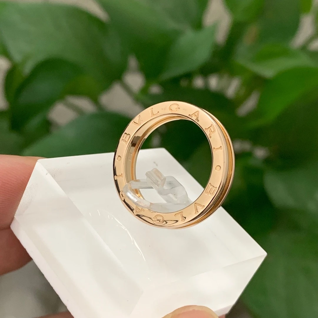 95新 BVLGARI/宝格丽 宝格丽玫瑰金单环56号弹簧戒指