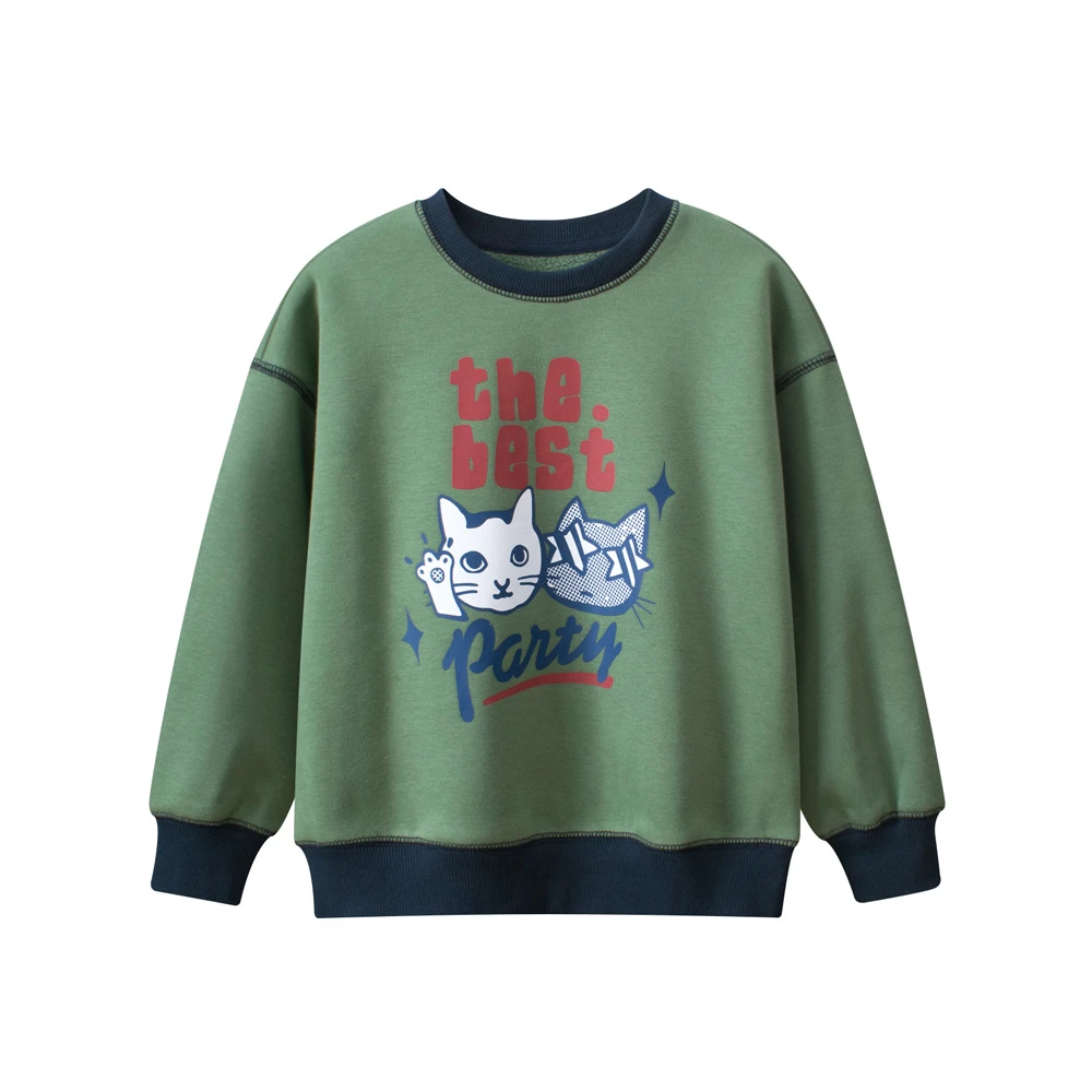 儿童服装中大童加绒卫衣亲子秋冬季男孩子