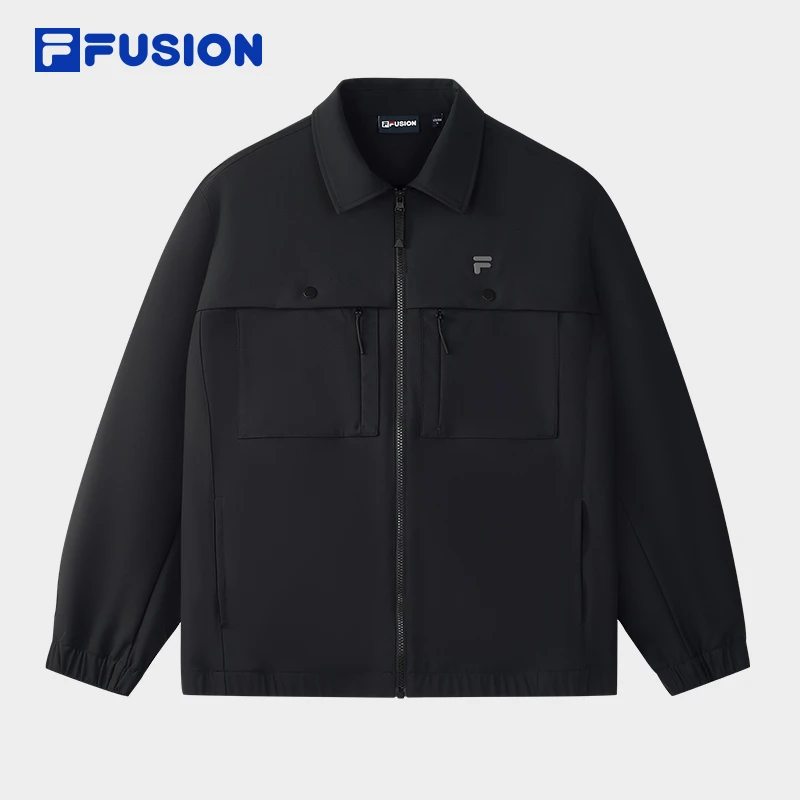 FILA斐乐【70D尼龙纱】宽松翻领外套男士运动梭织茄克T11M545701F