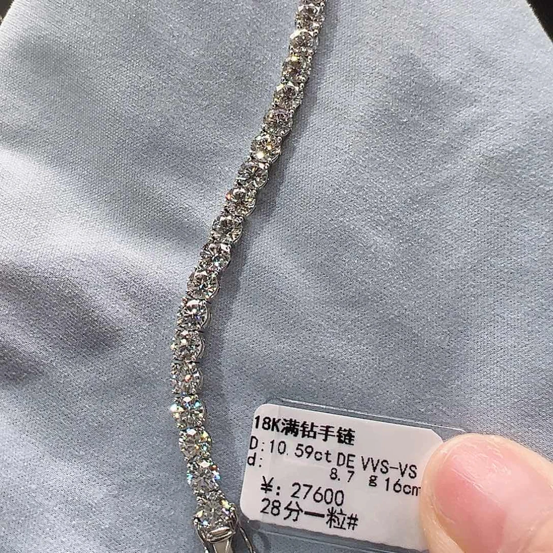 18K金镶嵌套链实验室培育钻石单颗28分，网球款手链