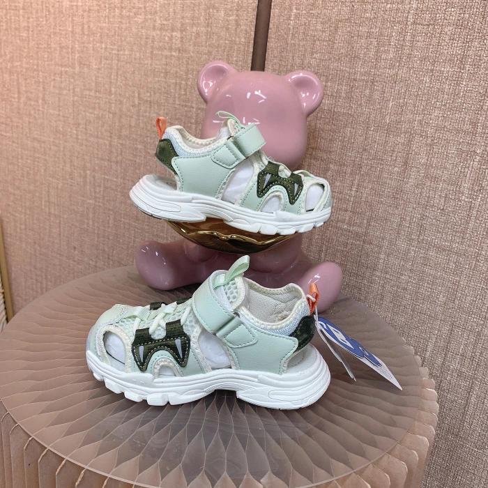 EX493    宝宝绿色魔术贴夏季包头凉鞋   夏款