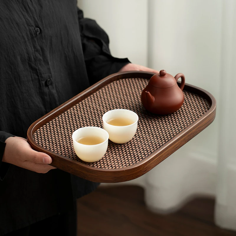 竹木实木茶盘托盘茶具壶承干泡台家用长方形复古置物托盘