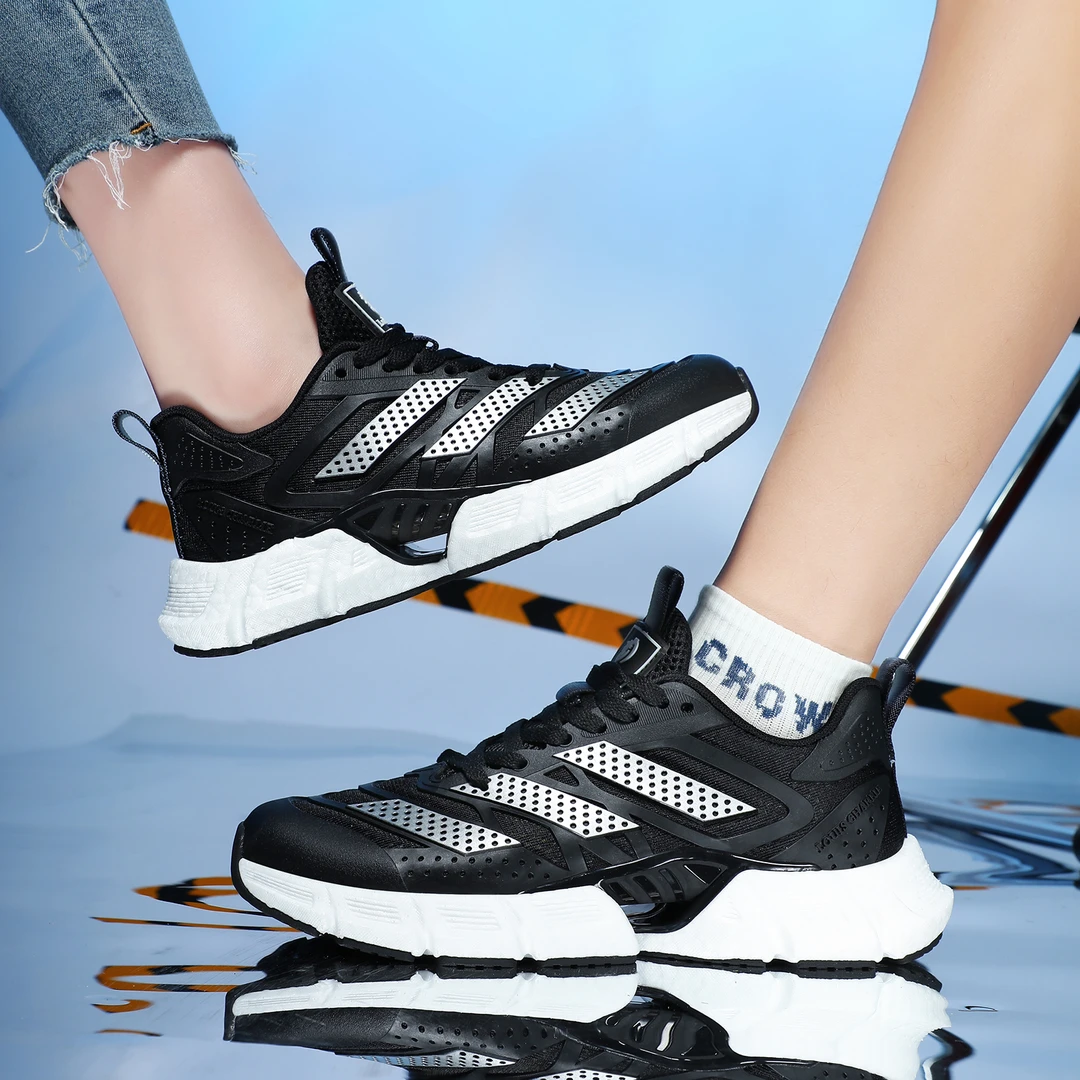 【YC-6601-黑白】男女同款鞋子百搭透气休闲跑步鞋[小薇]