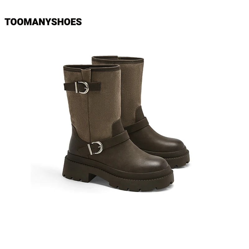 Toomanyshoes秋冬新款第二乐章厚底短靴工装新款长筒靴