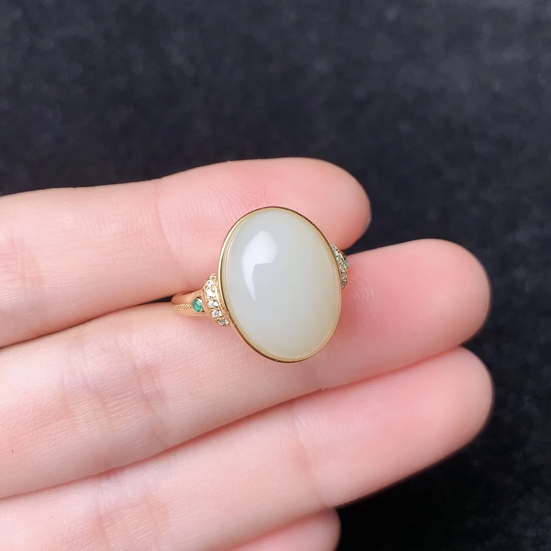 【 麦子家族秋季特惠】天然和田玉戒指S925银百搭气质可调节D2452