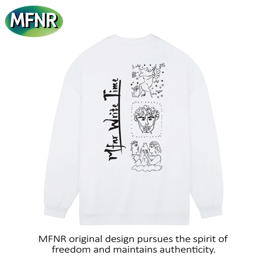 美式复古街头小众印花长袖T恤男女秋季宽松百搭重磅纯棉打底上衣