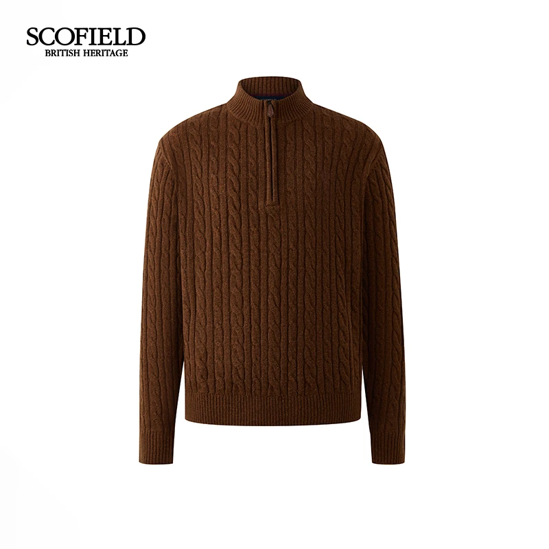 【山羊绒】SCOFIELD男装秋冬新款羊毛混纺毛衣简约纯色立领针织衫