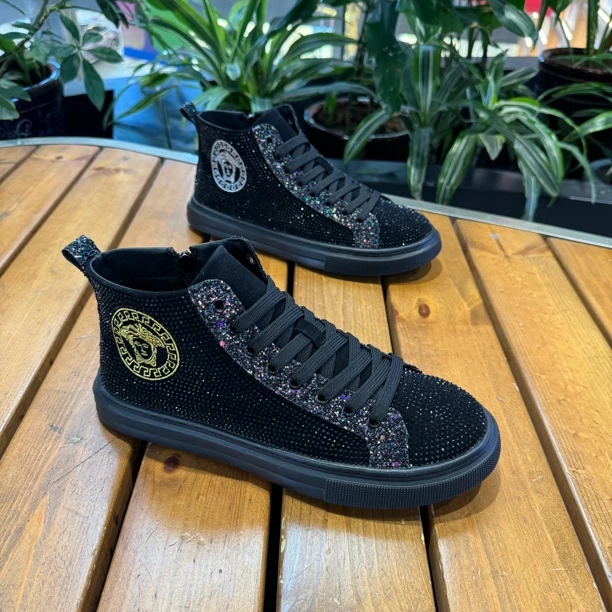 秋季新款高帮拉链男士板鞋舒适软底潮流时尚烫钻男鞋爆款热卖潮鞋