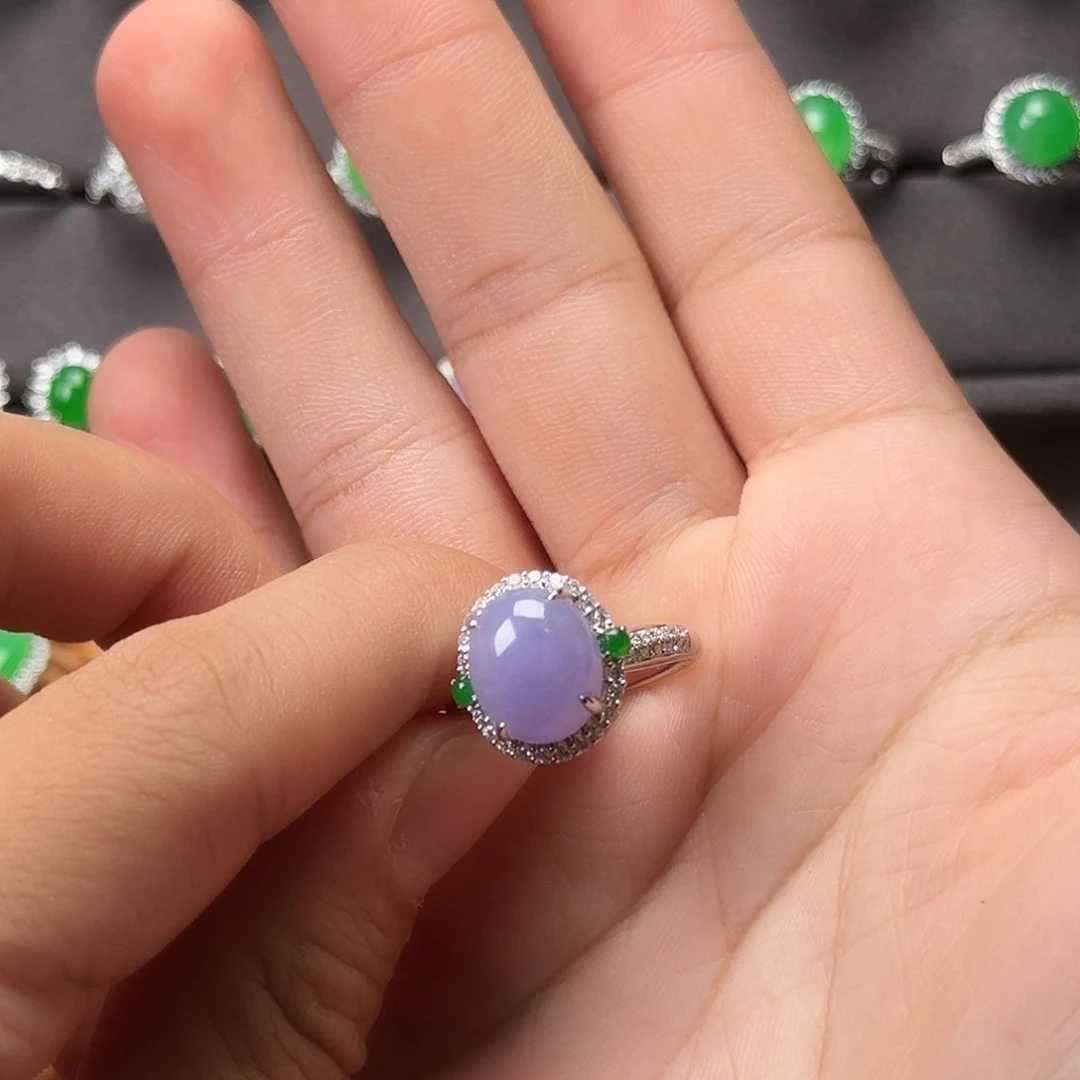 翡翠18K金镶嵌戒指紫罗兰戒指