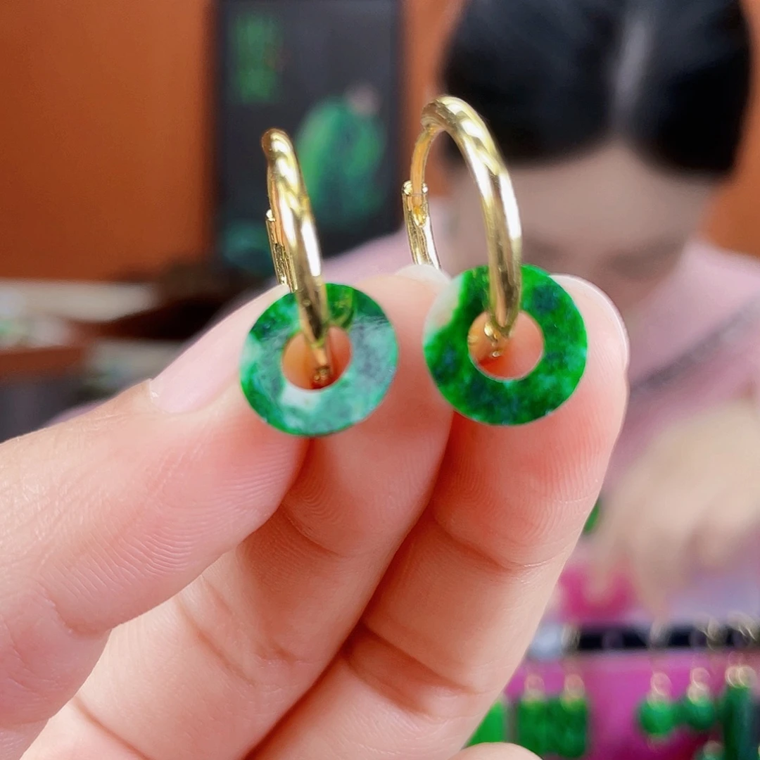 翡翠未镶嵌耳饰饰品