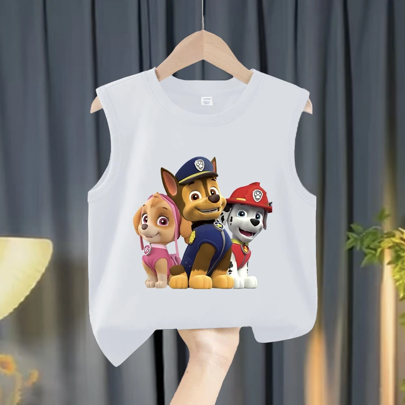 儿童无袖t恤夏季男女童纯棉坎肩小背心男童宝宝卡通印花洋气上衣T