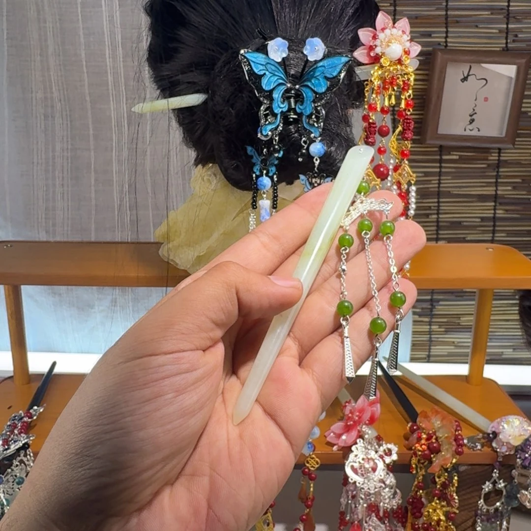 蛇纹石玉合金发饰