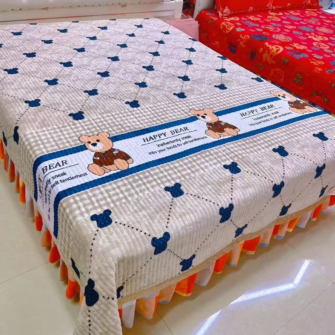 秋冬款加厚高克重宝宝绒双层保暖绗缝榻榻米加大床盖夹棉炕盖新款