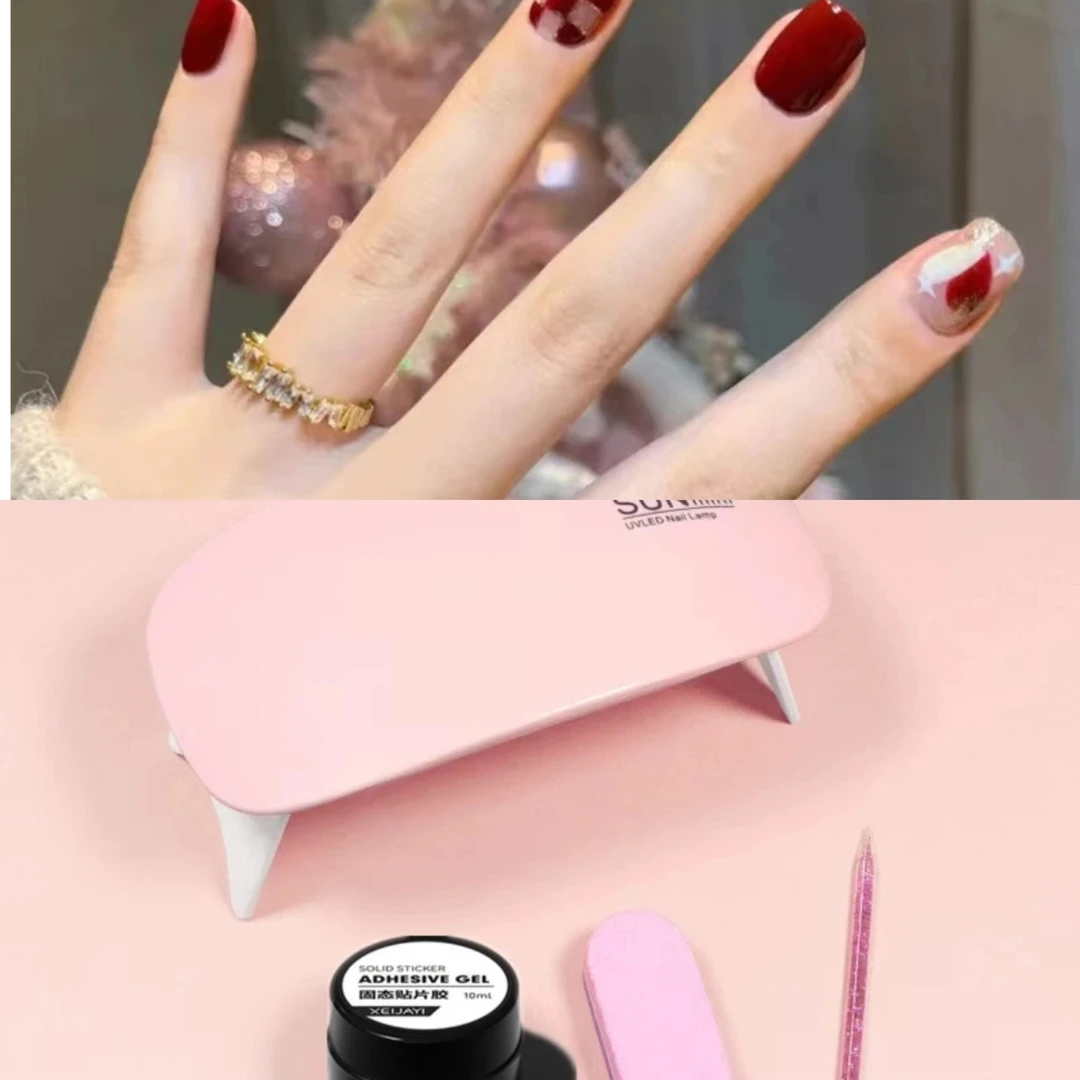 穿戴美甲可拆卸重复新年车厘子红