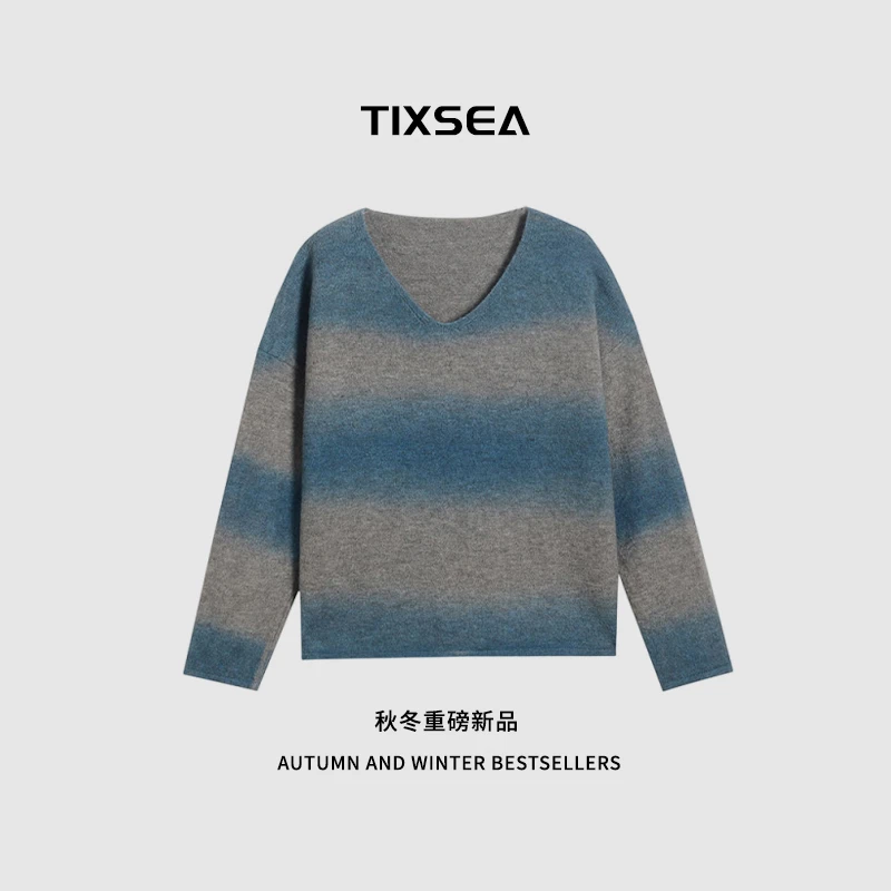 重磅双股精纺渐变色段染工艺绵羊毛毛衣FYZ-MY301