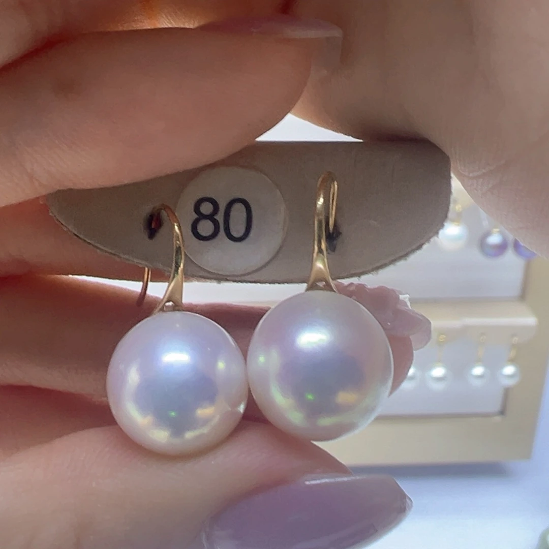 18K金镶嵌淡水珍珠耳饰