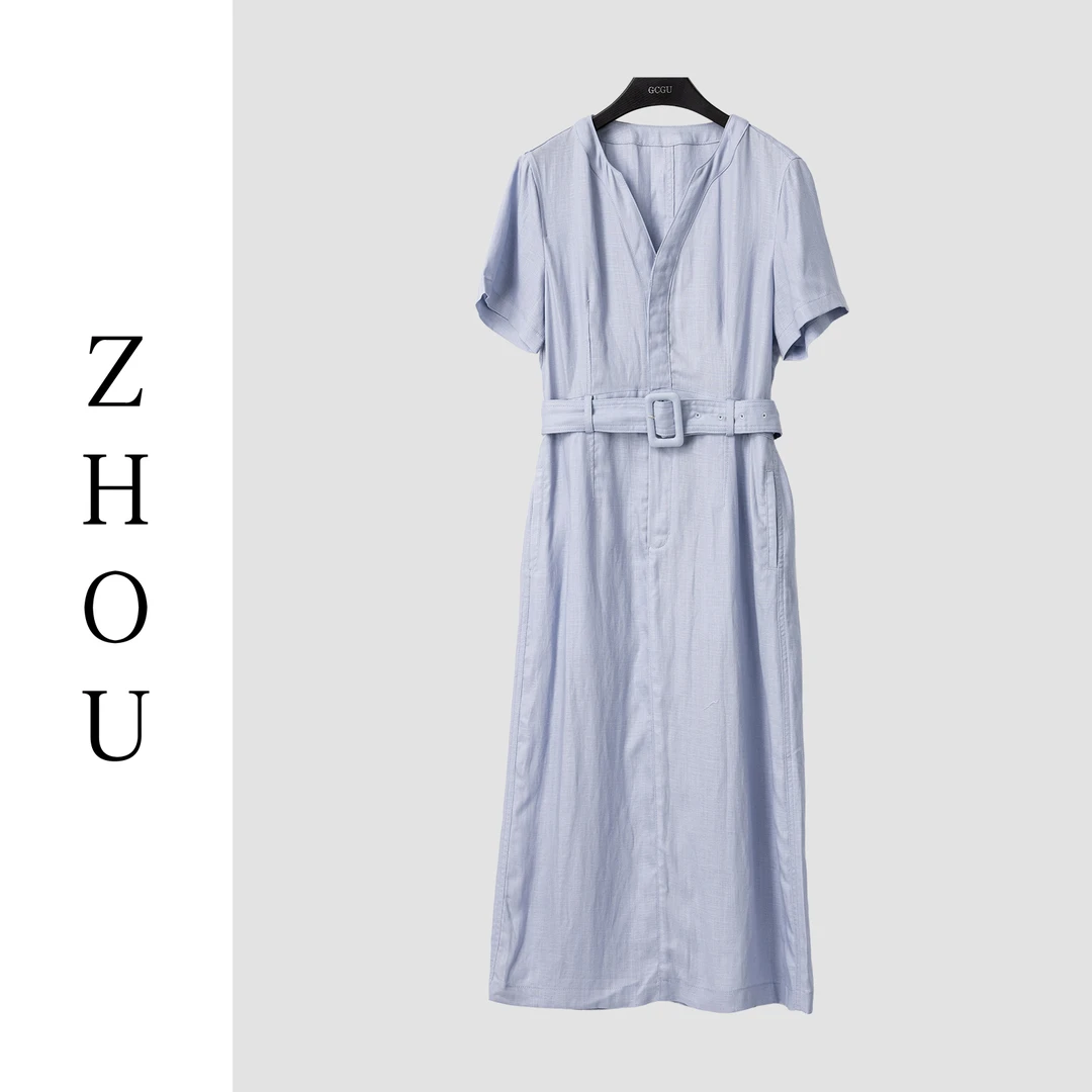 （周哥甄选）蓝色连衣裙-24463