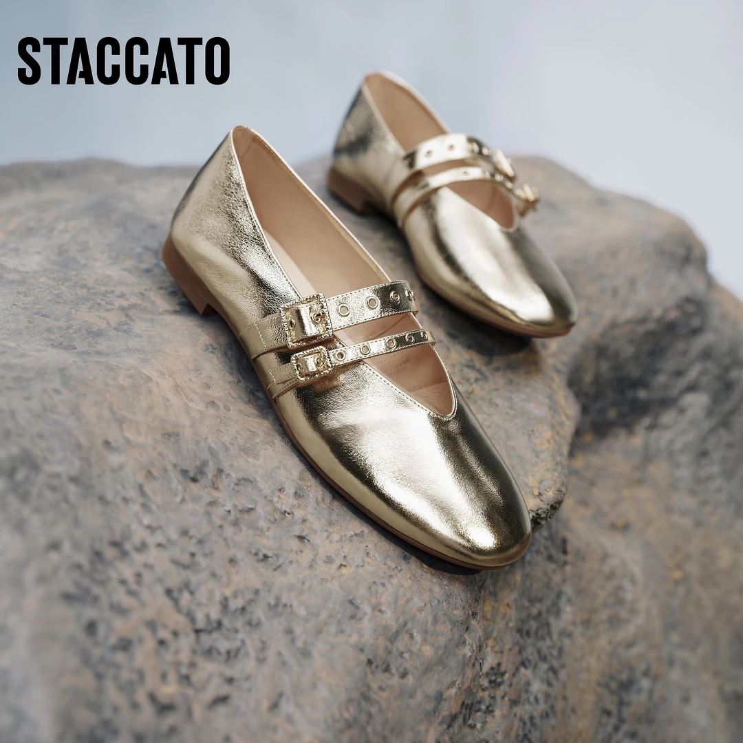 【千颂妮专享】思加图2025春季新款小金船芭蕾舞鞋玛丽珍女EA918AQ5