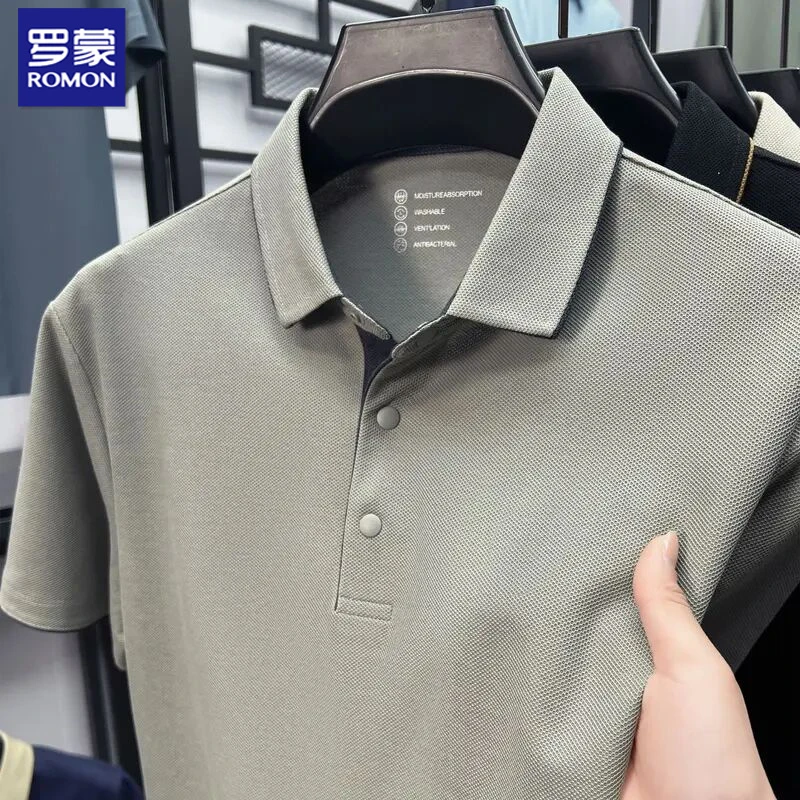 罗蒙【100%棉】夏季短袖纯色POLO衫男款柔软翻领男士短袖翻领POLO